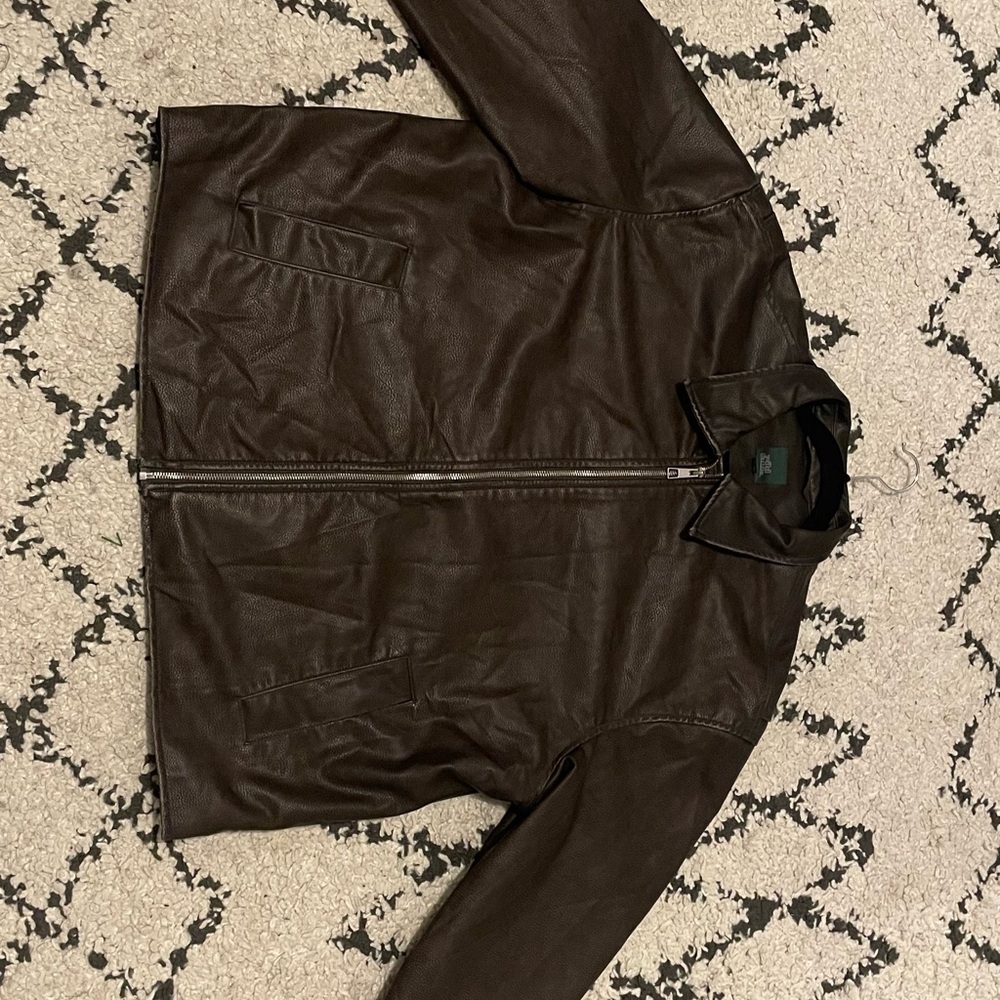 Women’s Faux Leather Oversized Bomber Jacket